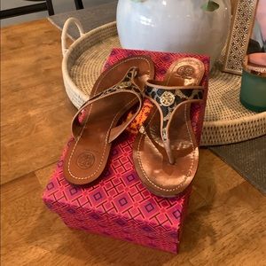 Tory Burch Cameron Thong Sandals Leopard Print Size 8